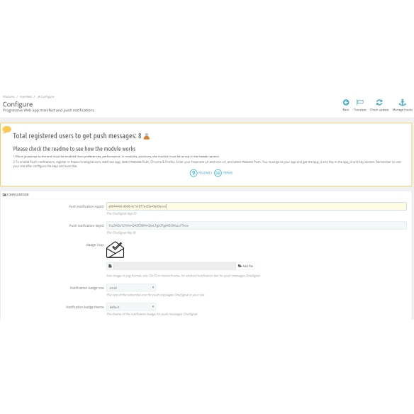 Progressive web app and push notifications
