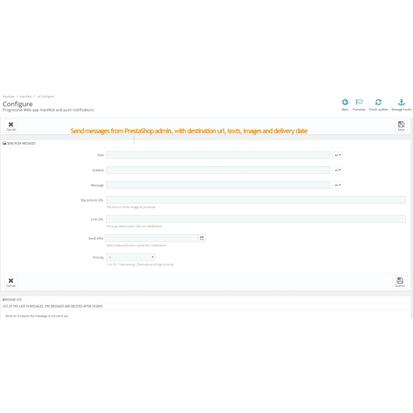 Progressive web app and push notifications