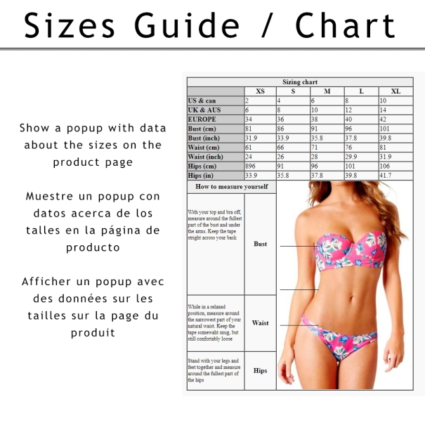 Table Top Size Chart