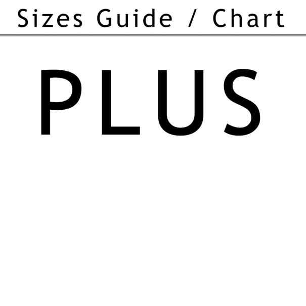 Sizes chart/guide plus