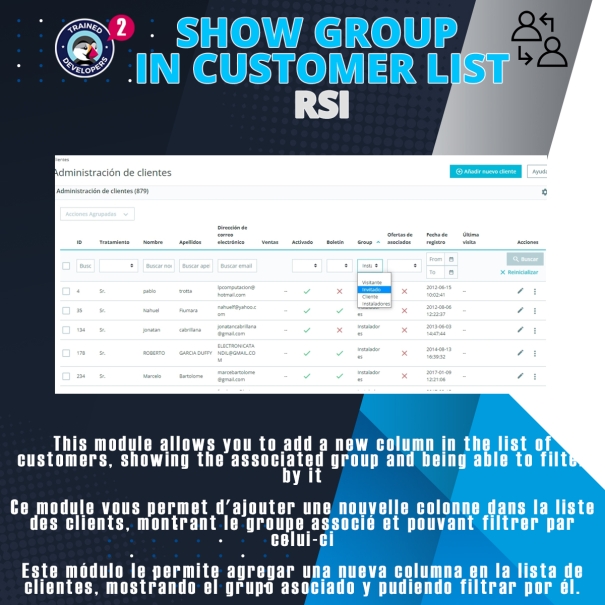 Show group in customer list PS +1.7.7.x